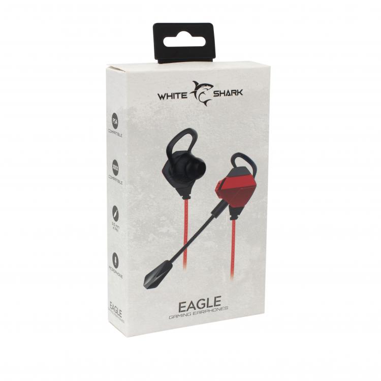 Headphones White Shark GE-536 Eagle In-Ear, Black/Red - High Sound Quality