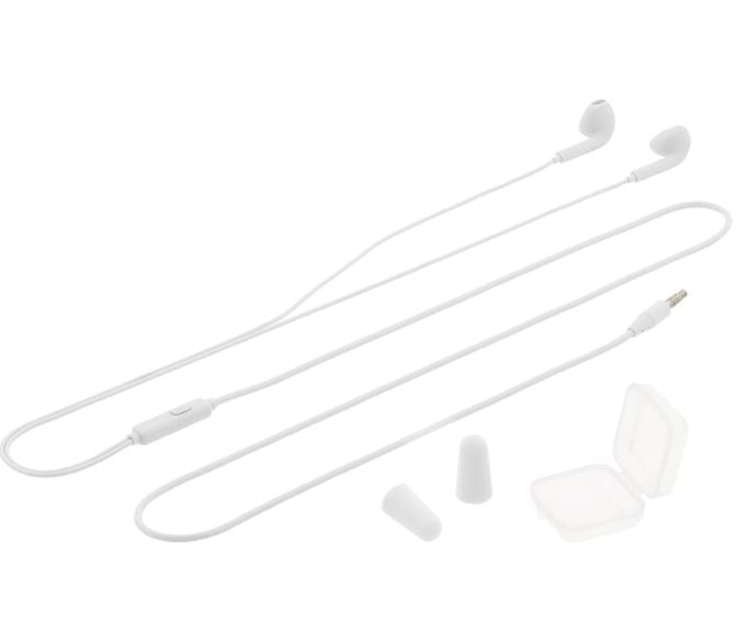Tellur Fly In-Ear Noise Canceling Headphones with Memory Foam Eartips, White - High Quality Sound
