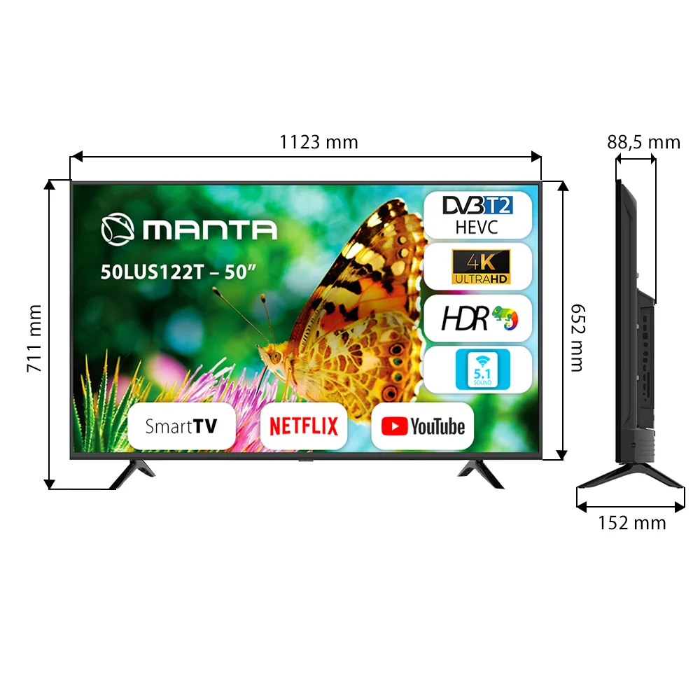 50" UHD Smart televizors, Manta 50LUS122T