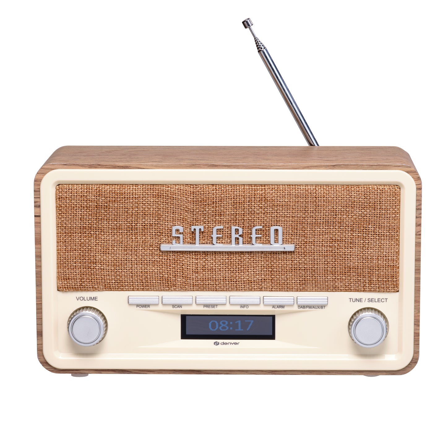 Digital Retro Radio with Bluetooth and Alarm Clock, Denver DAB-18LW