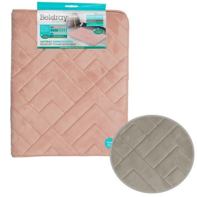 Antibacterial bath mat with embroidery, pink, Beldray