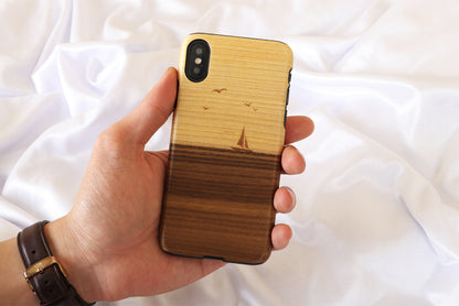 Smartphone cover for iPhone X/XS, natural wood, MAN&amp;WOOD