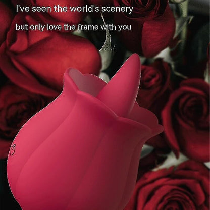 Rose flower with tongue. Toy for women, waterproof. 9 modes.