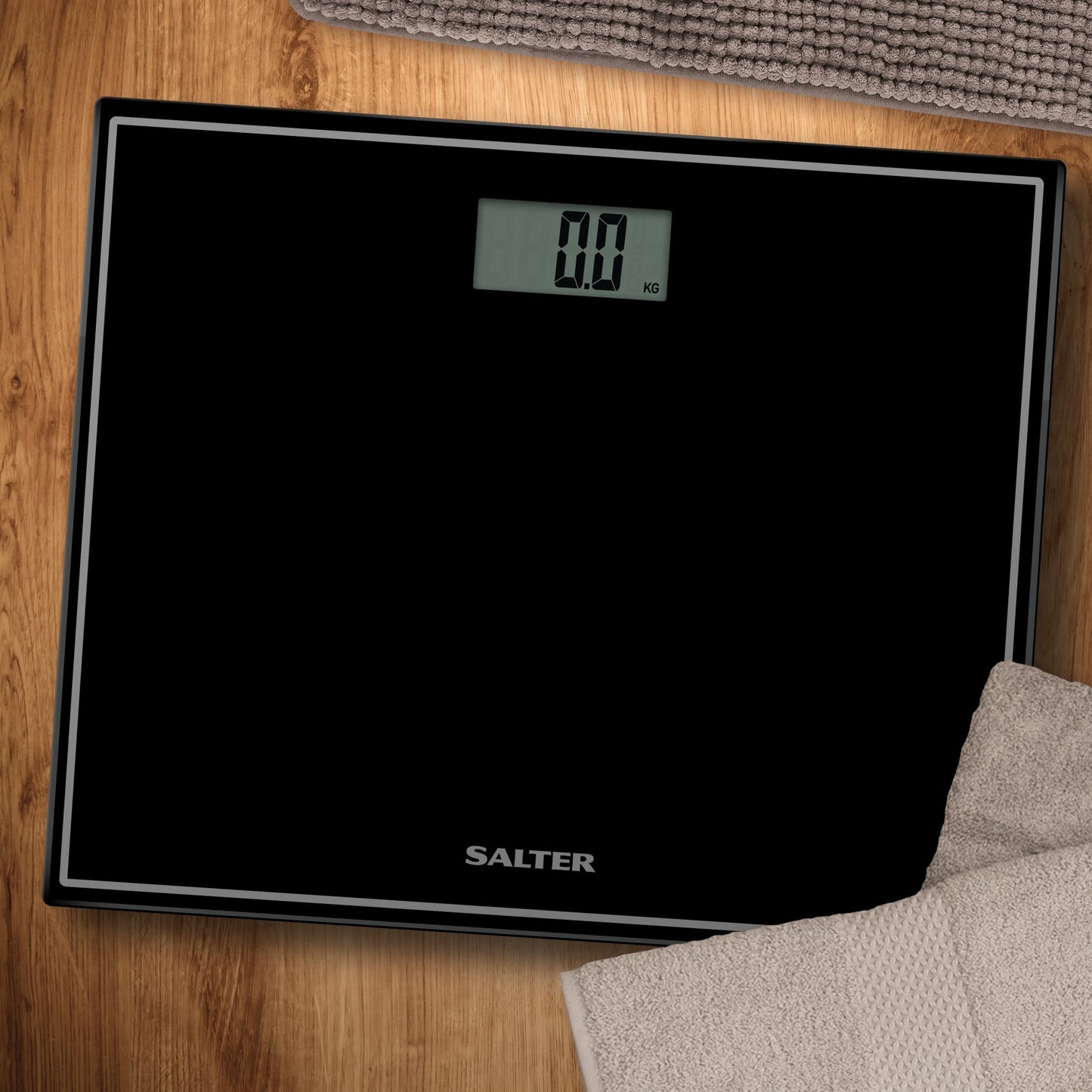 Salter 9207 BK3R Compact Glass Electronic Bathroom Scale - Black