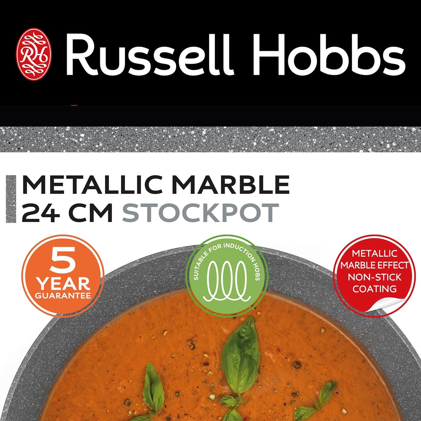 Кастрюля с антипригарным покрытием, Russell Hobbs RH02809EU7 Metallic Marble, 24см