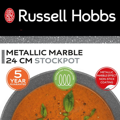 Pot with non-stick coating, Russell Hobbs RH02809EU7 Metallic Marble, 24cm