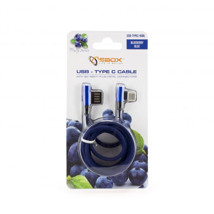 Sbox USB-&gt;Type-C 90 м/м 1,5 м USB-TYPEC-90BL Синий