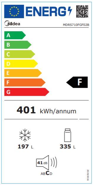 Nerūsējošā tērauda ledusskapis ar No Frost, Midea MDRS710FGF02B