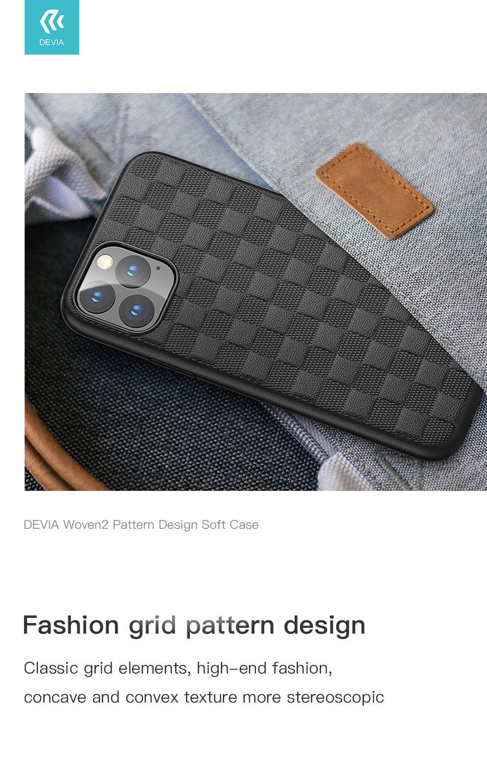 iPhone 11 Pro TPU Mīkstais Vāciņš ar Woven2 Dizainu, Devia, Melns