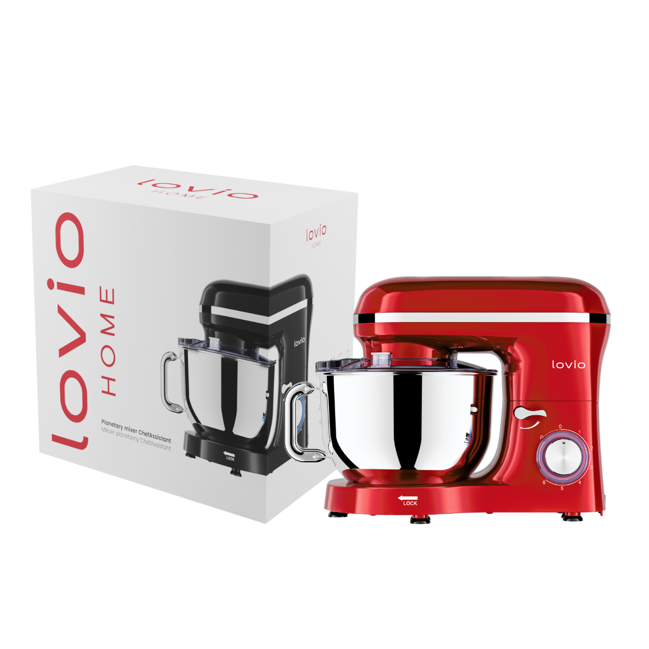 Stacionārais mikseris 6.2L, 1900W, Lovio ChefAssistant Red