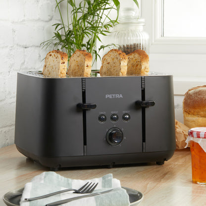 Toast Toaster with Modern Design, 4 Slots - Petra PT5565MBLKVDE