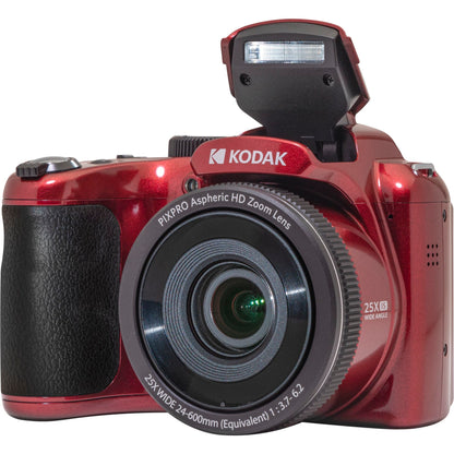 Digital camera with 25x zoom, Full HD - Kodak AZ255, red