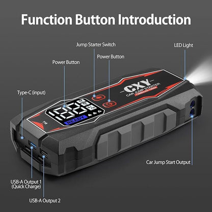 Jump Starter CXY automašīnas palaišanas starters, pārnēsājams strāvas avots. Lukturis. USB. Power Bank.