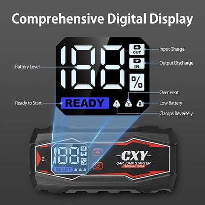 Jump Starter CXY automašīnas palaišanas starters, pārnēsājams strāvas avots. Lukturis. USB. Power Bank.