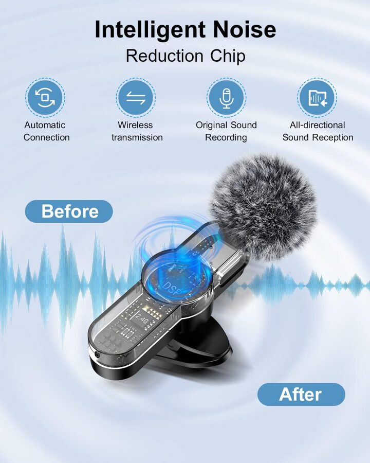 Professional Wireless Microphone with Smart Features. The Perfect Tool for Your Audio Recording. Wireless Microphone