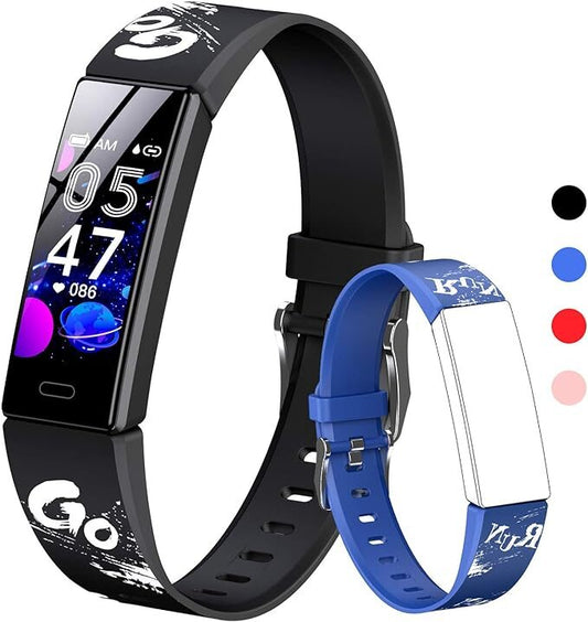 Children's watch with GPS and fitness functions, 2 colorful straps