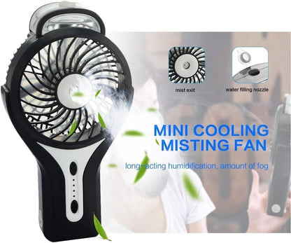 Portable cooling device, hand fan. Mini Handheld USB Misting Fan. 