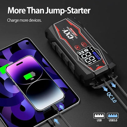 Jump Starter CXY automašīnas palaišanas starters, pārnēsājams strāvas avots. Lukturis. USB. Power Bank.