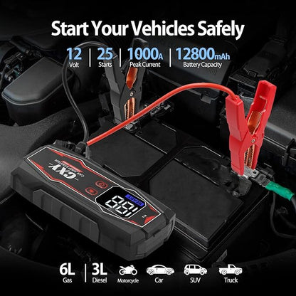 Jump Starter CXY automašīnas palaišanas starters, pārnēsājams strāvas avots. Lukturis. USB. Power Bank.