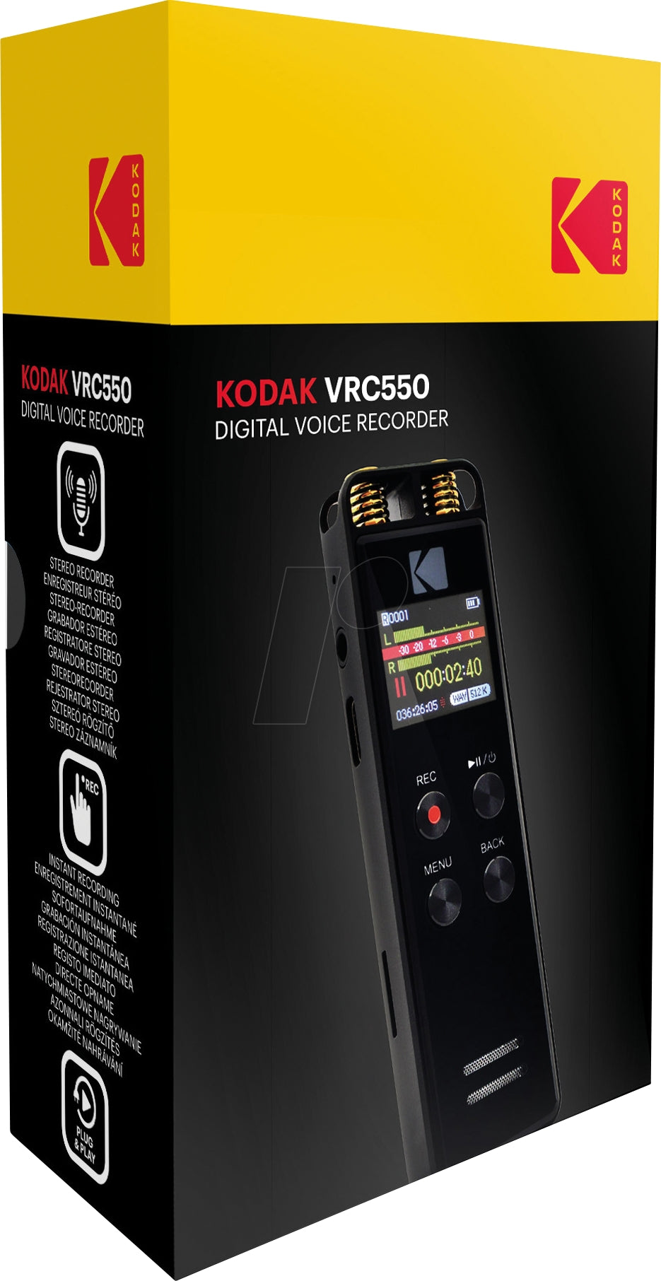 Digital Dictaphone for Stereo Recording Kodak VRC550, 8GB Memory