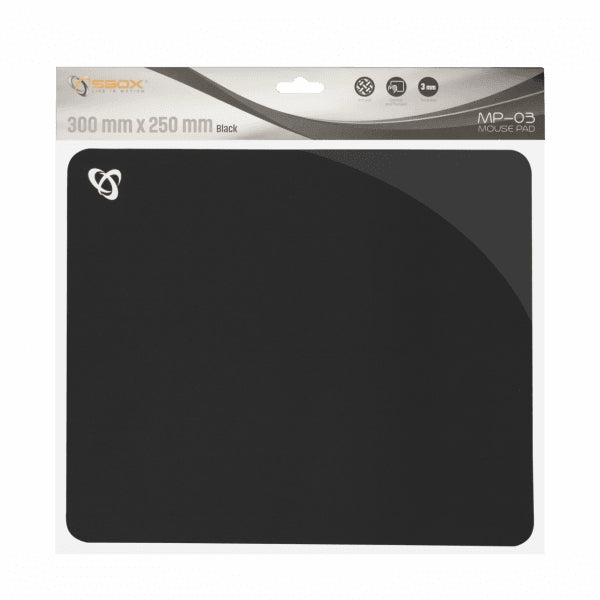 Gel mouse pad with non-slip surface, Sbox MP-03B Black, 300x250 mm