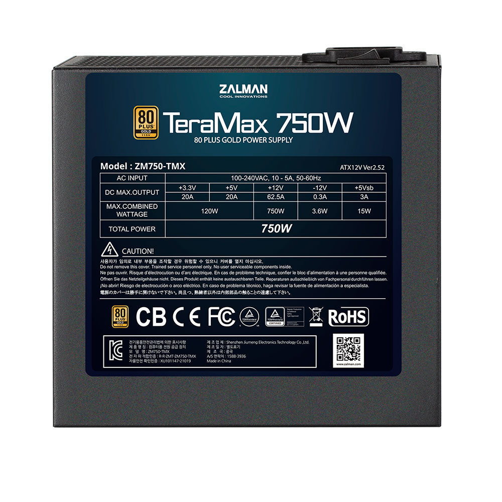 Блок питания Zalman TeraMax 750W 80+ Gold - ATX, Active PFC, 140x150x86 мм, КПД 90%
