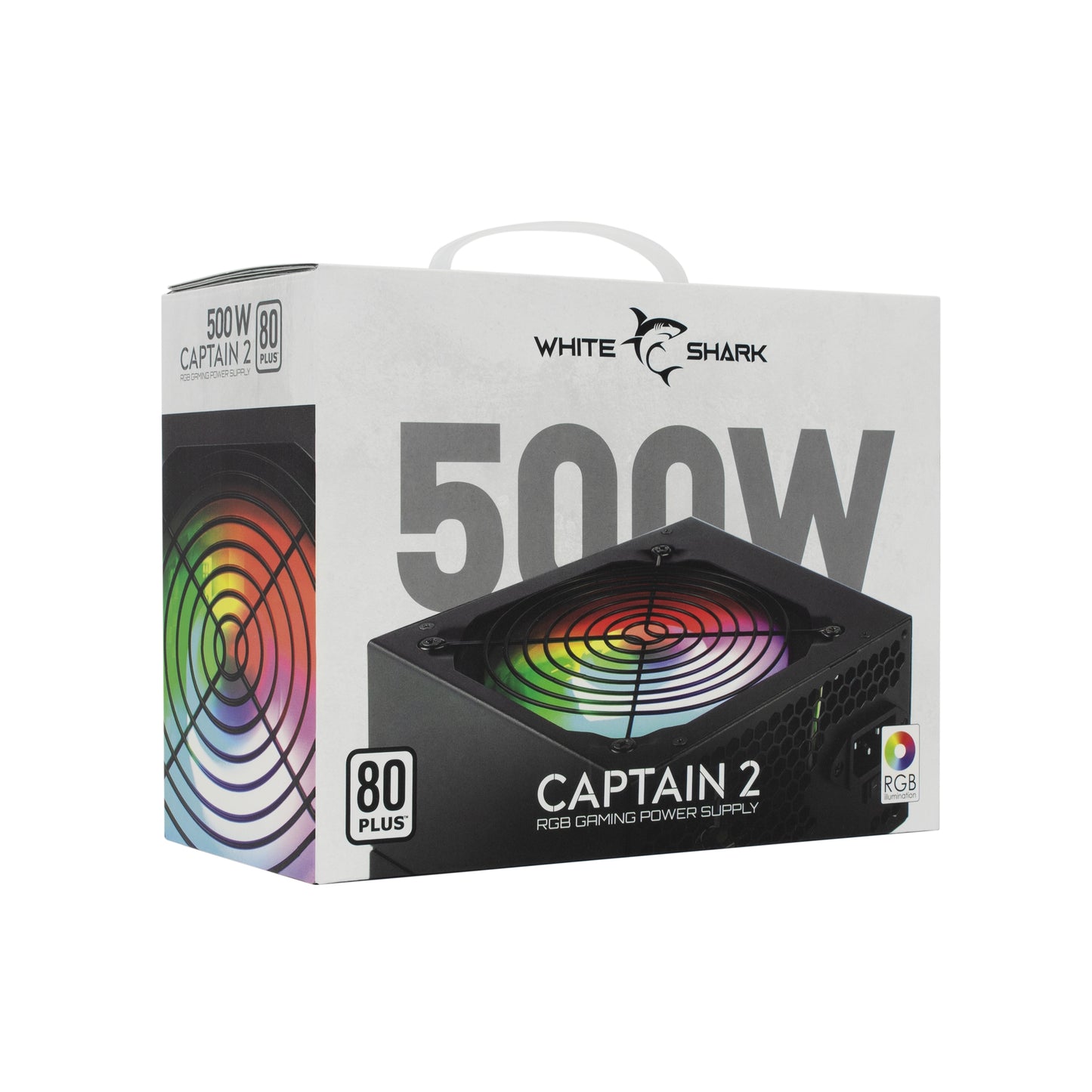 Barošanas Bloks White Shark GPSU-W500F Captain-2 500W 80+ RGB - ATX, 120 mm RGB Ventilators