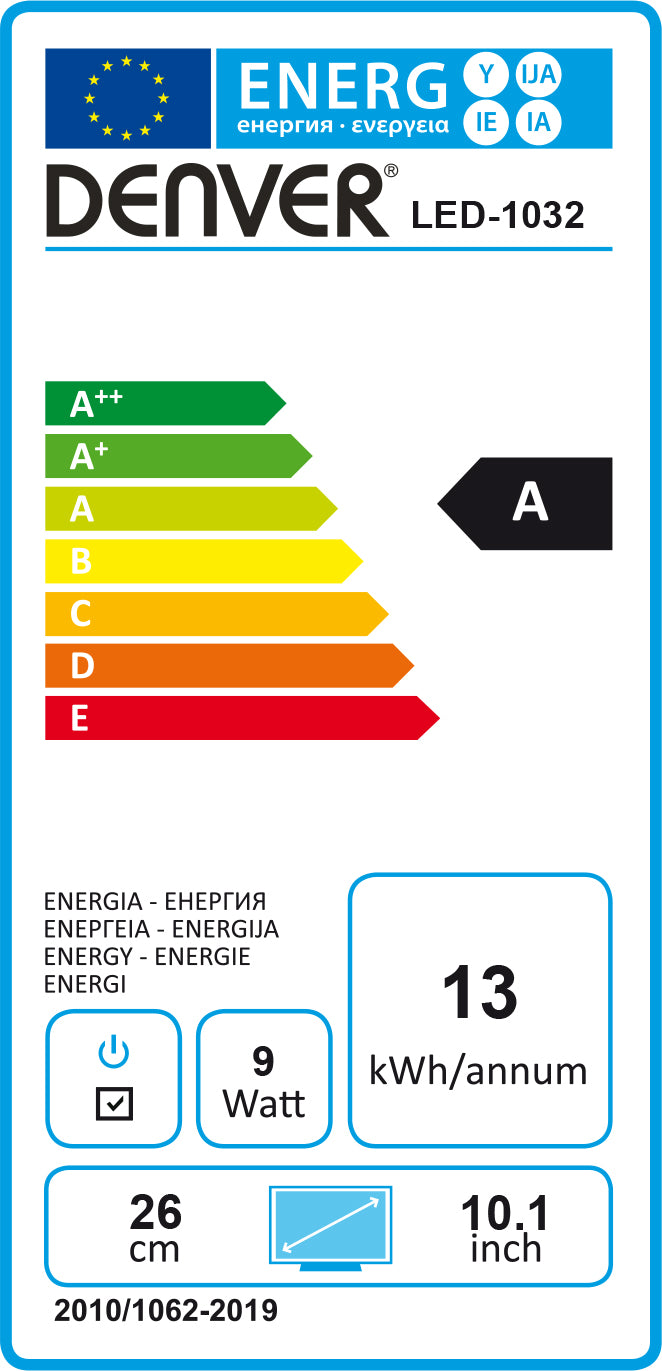 10.1 collu Pārnēsājams LED Televizors - Denver LED-1033