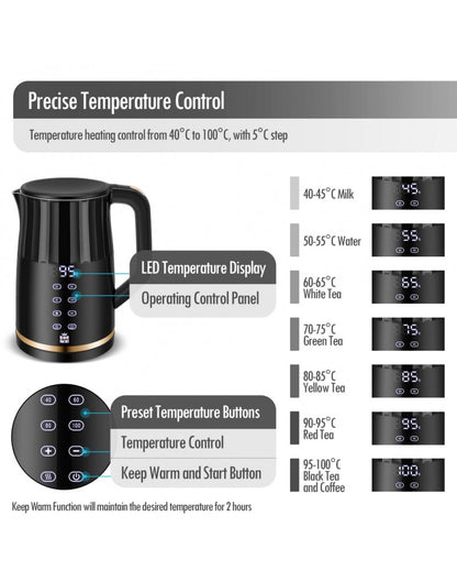 Tējkanna - 1.7L ar Digitālo Temperatūras Displeju un Siltuma Uzturēšanu, FORME FKG-3017