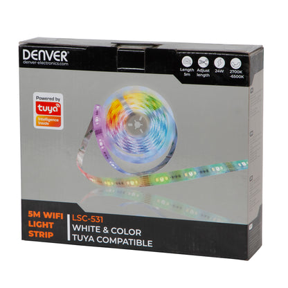 Wi-Fi light strip 5m, RGB/White, Denver LSC-531