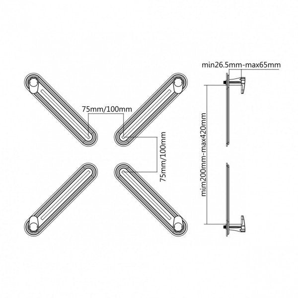 TV and monitor mount without VESA holes - Sbox NON-VESA Adapter