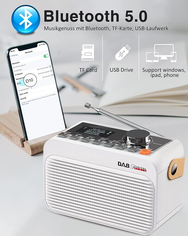 Pārnēsājams Radio ar Bluetooth un modinātāju. Digital FM Radio