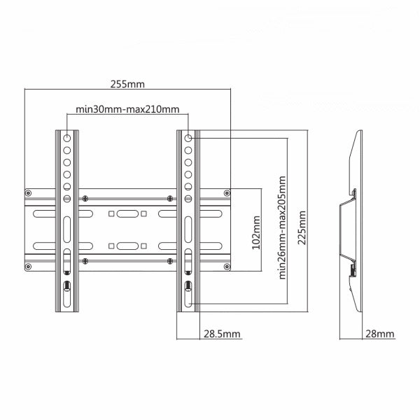 Sbox PLB-2522F Крепление для фиксированного светодиодного телевизора с плоским экраном 23–43 дюйма, 35 кг