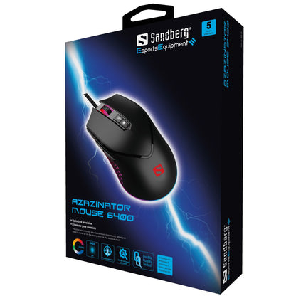 Gaming Mouse with 6400 DPI and 7 Buttons, Sandberg 640-20 Azazinator 