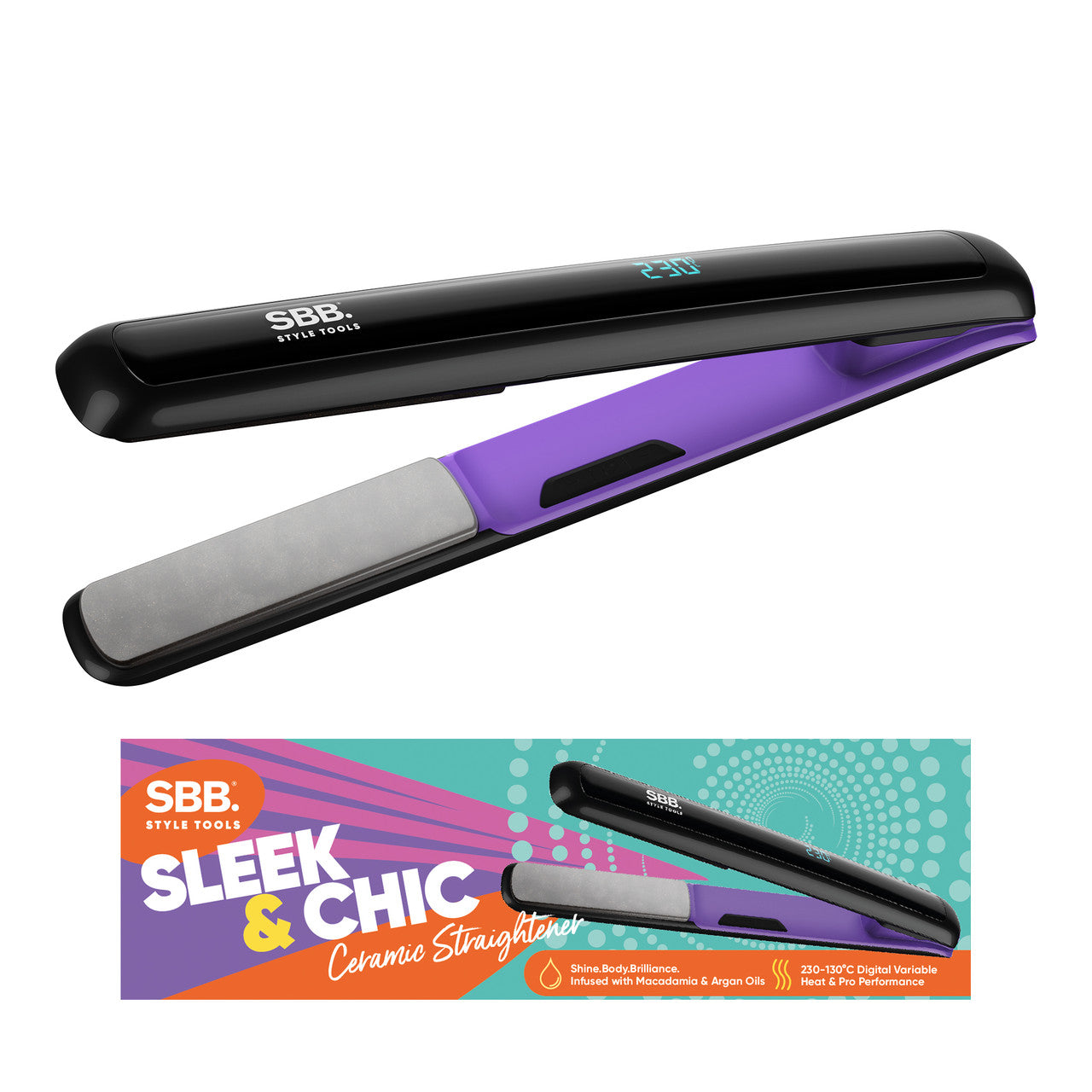 Full size digital hair straightener with ceramic, SBST-1000-EU