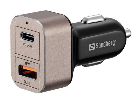 Sandberg 441-43 Автомобильное зарядное устройство 1xQC3.0+1xUSBC 24 Вт 