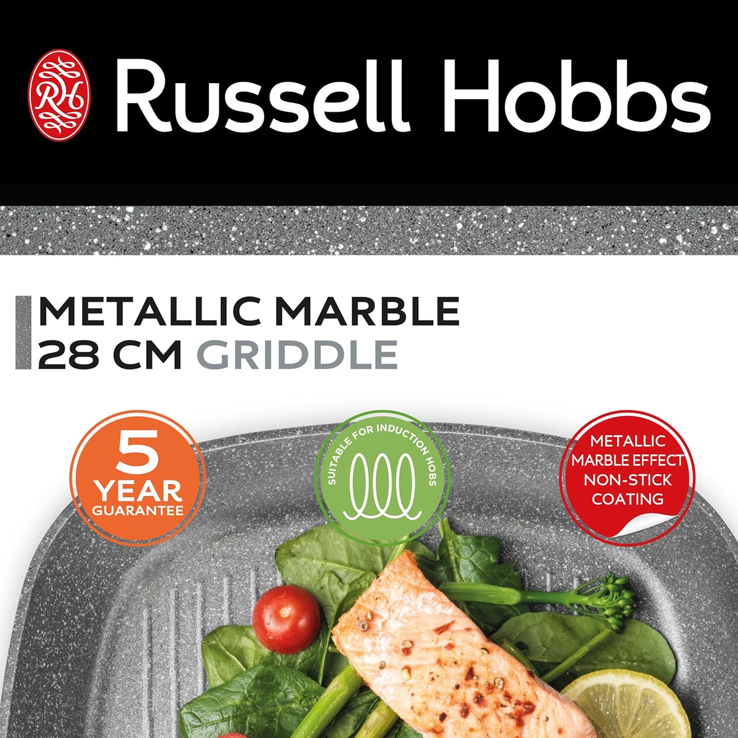 Сковорода-гриль 28см Russell Hobbs RH02813EU7 Металлик Мрамор