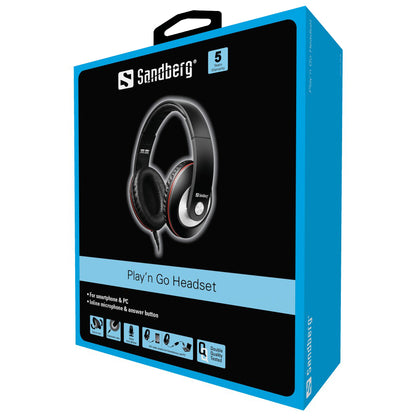 Headphones with microphone and foldable design, Sandberg Play'n Go 125-86