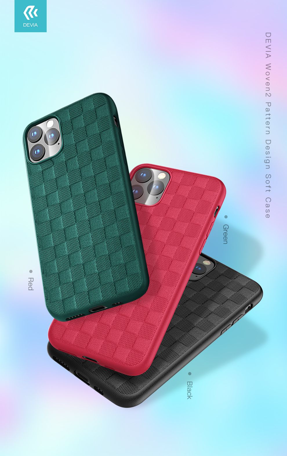 iPhone 11 Pro Max case, green, Devia Woven2 TPU design