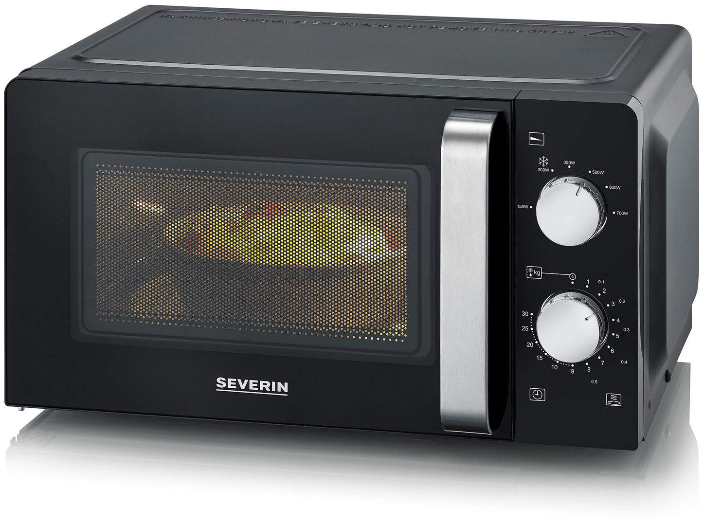 Severin MW 7886 Microwave Oven 17L, Chrome Elements, Defrost Function, 30 Minute Timer