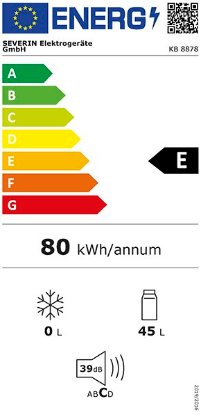 Energoefektīvs mini ledusskapis ar mehānisku temperatūras regulēšanu Severin KB 8878