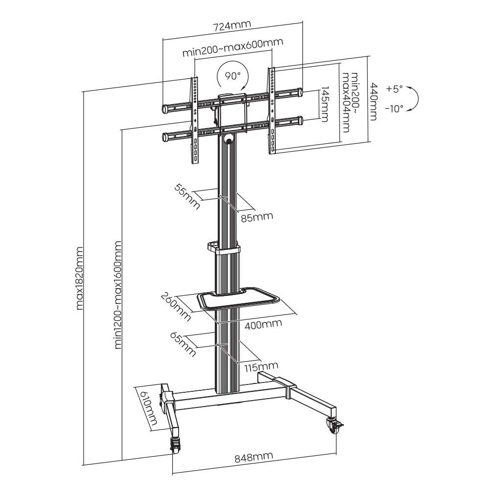 Mobile floor stand Sbox FS-444 37"-86"