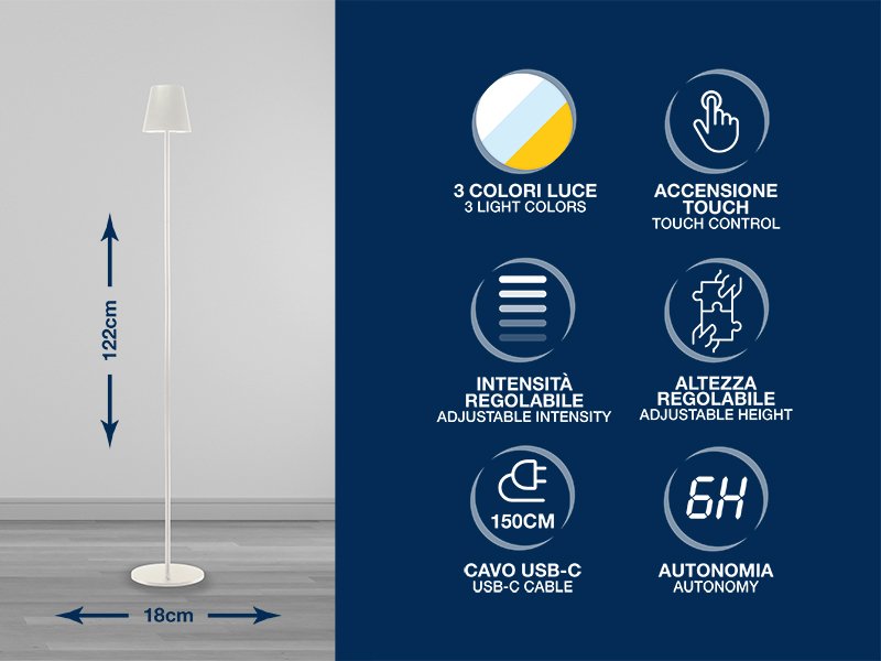 Rechargeable sofa lamp with touch switch Beper P201UTP402