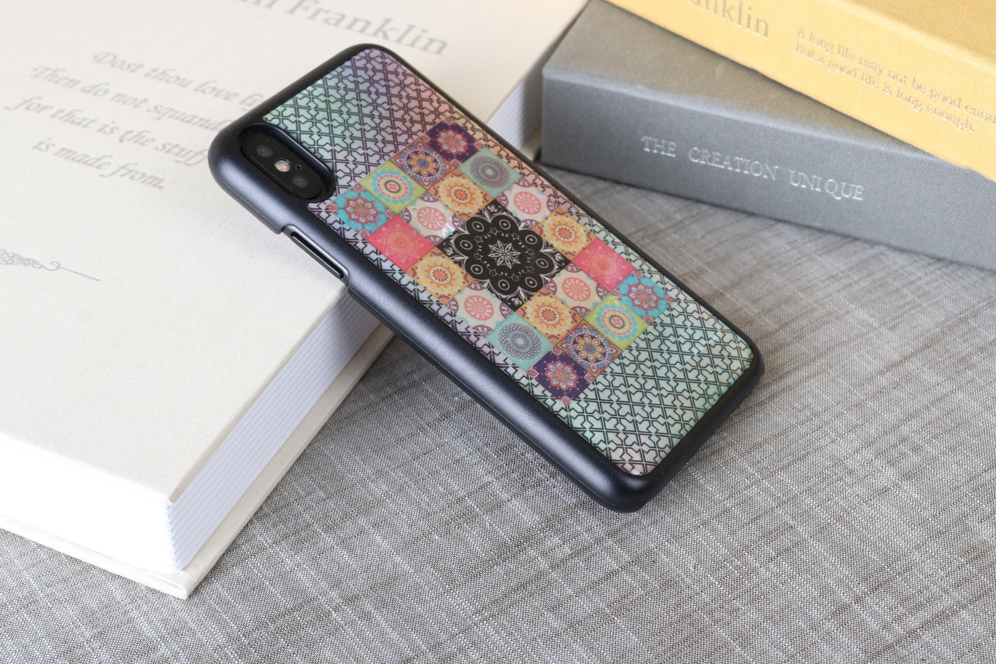 Smartphone case with mother-of-pearl flowers for iPhone XS/S iKins black