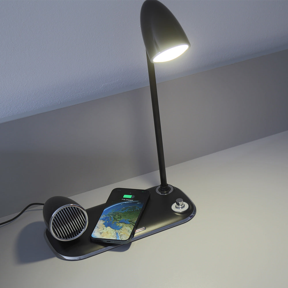 Bezvadu galda lādētājs ar Bluetooth skaļruni un lampu, Tellur Nostalgia