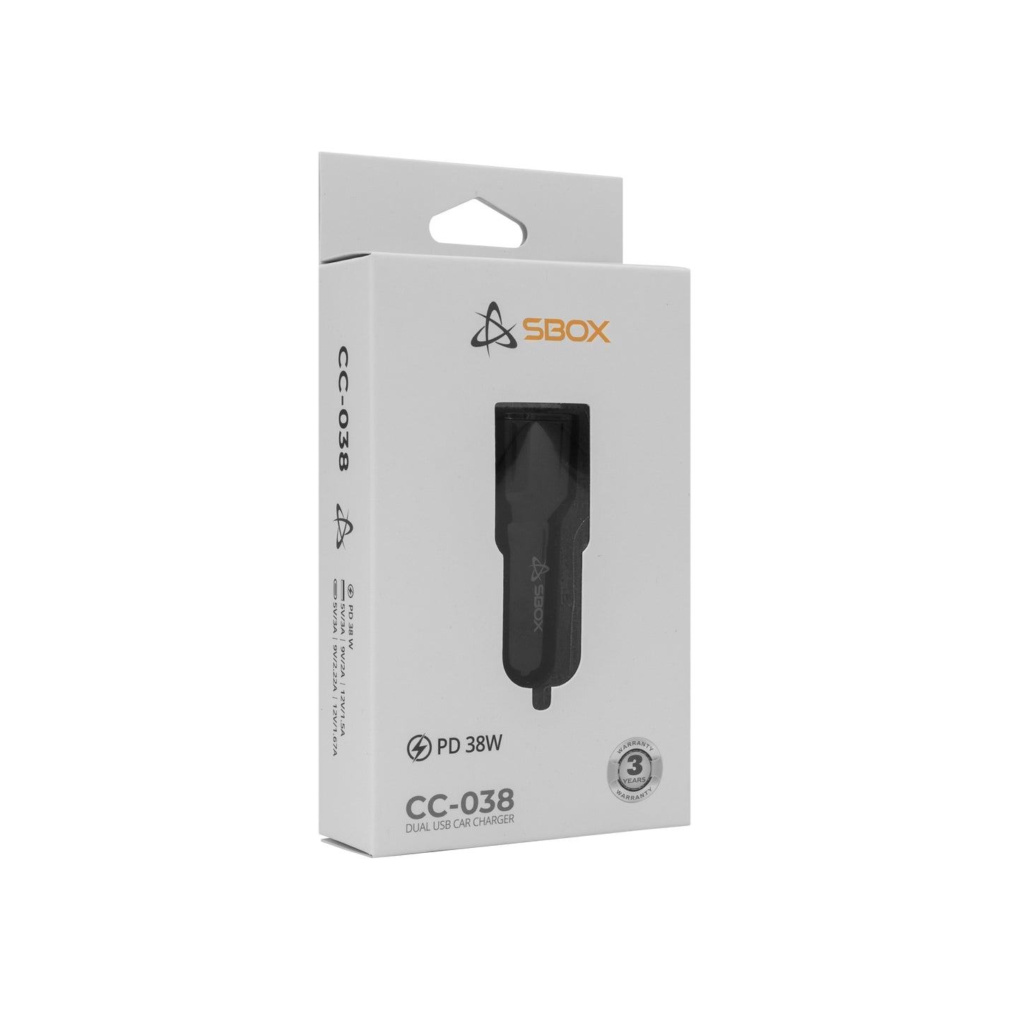 Sbox Car Charger CC-038 38W Black