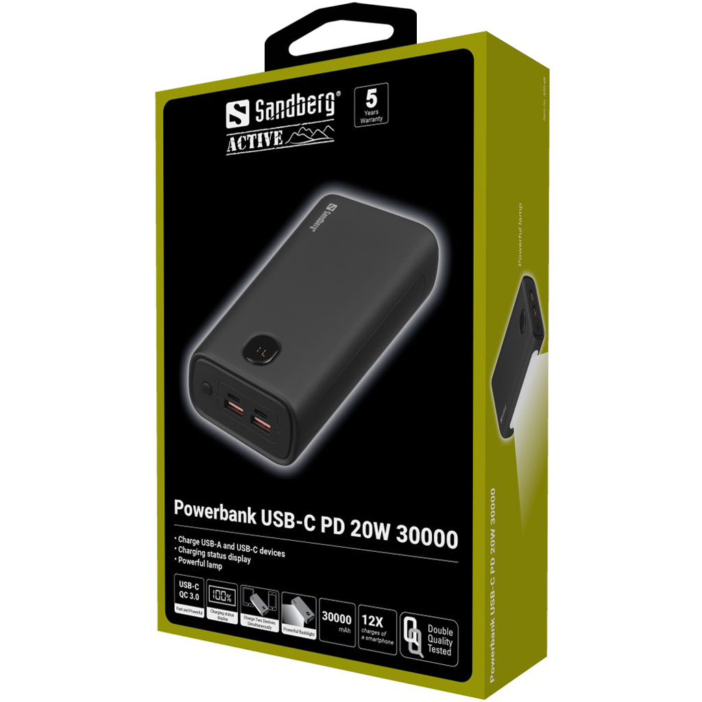 Sandberg 420-68 Powerbank USB-C PD 20 Вт 30000