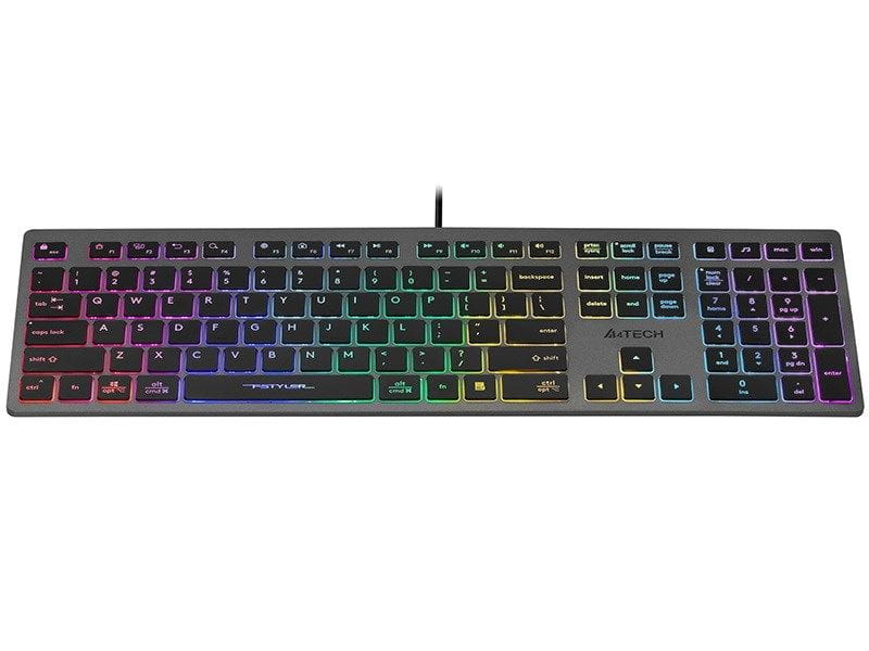 A4Tech 47126 FSTYLER FX60H pelēka neona izgaismota tastatūra ar vairāku krāsu fona apgaismojumu