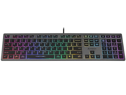 A4Tech 47126 FSTYLER FX60H pelēka neona izgaismota tastatūra ar vairāku krāsu fona apgaismojumu