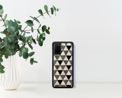 Samsung Galaxy S20+ protective cover, black pyramid pattern